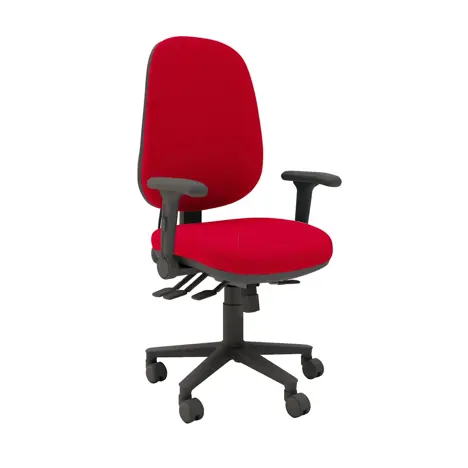 Multi-functional High Back Task Chair - Black Base - Folding Arms - Redstone